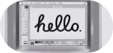 Picture of computer with hello written on it